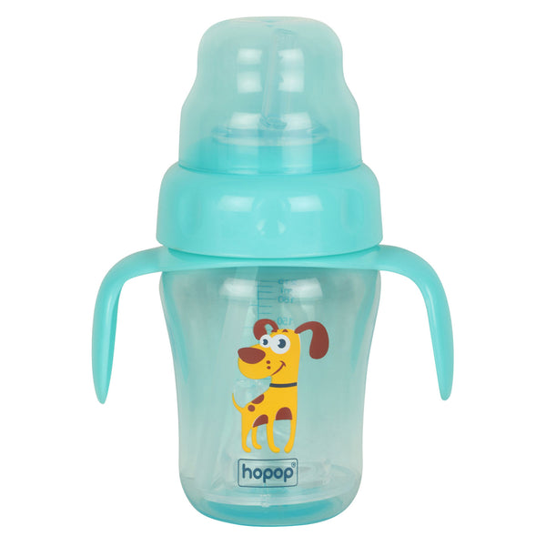 "210 ml spill-proof baby sipper cup – with spout and straw for toddlers"