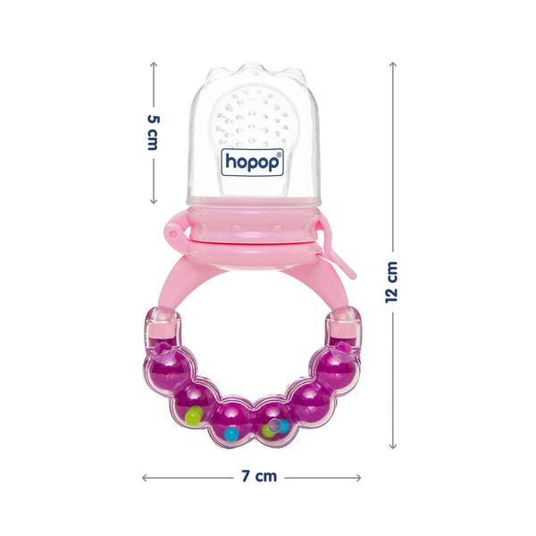 Hopop Baby Food & Fruit Nibbler with Rattle Handle, BPA-Free Mesh Feeder