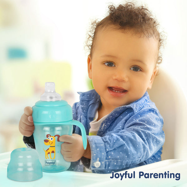 "210 ml spill-proof baby sipper cup – with spout and straw for toddlers"