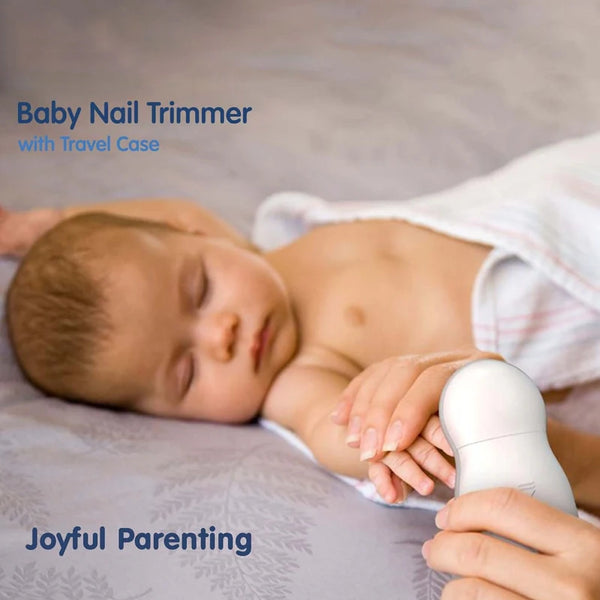"Silent electric baby nail file – gentle nail trimmer with storage case"