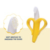 "Safe silicone teether for infants – banana-shaped easy grip baby toy"