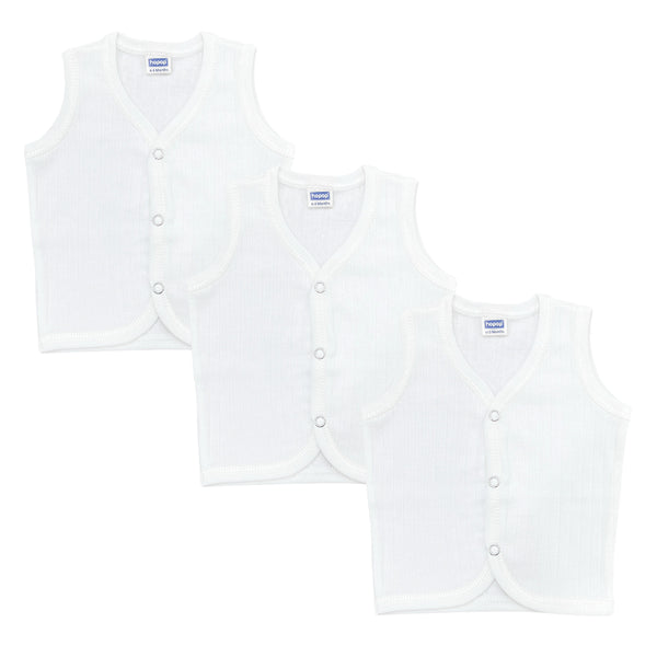 Baby Front Open Thermal Sleeveless Vest - Pack of 3 - hopop.in
