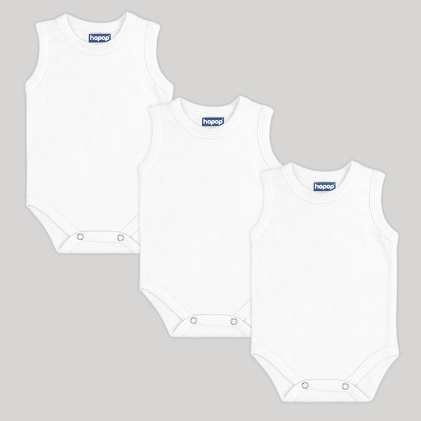 "Baby cotton round neck sleeveless romper – pack of 3 soft infant rompers"