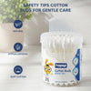 Hopop Safety Tips Cotton Buds, Gentle, Safe & Eco-Friendly - 60 Pcs