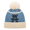 Baby Woolen Cap with Fur Lining, Black Teddy Bear Design Warm Ribbed Knit Faux Fur Pom Pom Winter Beanie for Boys & Girls (3-6 Years)