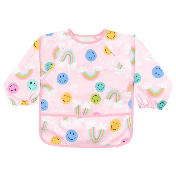 Waterproof Full Sleeve Baby Bib with Food Catcher Pocket – Apron Style