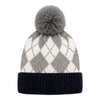 Kids Woolen Cap with Fur Lining, Argyle Design Warm Knitted Faux Fur Pom Pom Winter Beanie for Boys & Girls (3-6 Years)