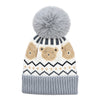 Kids Woolen Cap with Fur Lining, Fluffy Teddy Bear Design Warm Knitted Faux Fur Pom Pom Winter Beanie for Boys & Girls (3-6 Years)