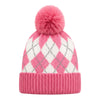 Kids Woolen Cap with Fur Lining, Argyle Design Warm Knitted Faux Fur Pom Pom Winter Beanie for Boys & Girls (3-6 Years)