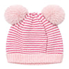 Kids Woolen Cap with Fur Lining, Striped Design Warm Knitted Double Pom Pom Winter Beanie for Boys & Girls (3-6 Years)