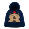Kids Woolen Cap with Cute Bear Design, Warm Winter Beanie with Soft Pom Pom and Ribbed Folded Cuff for Boys & Girls (3-6 Years)