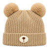 Kids Woolen Cap with Fur Lining, Bear Ears Design Warm Chunky Knit Double Pom Pom Winter Beanie for Boys & Girls (3-6 Years)