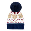 Kids Woolen Cap with Fur Lining, Fluffy Teddy Bear Design Warm Knitted Faux Fur Pom Pom Winter Beanie for Boys & Girls (3-6 Years)