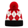 Kids Woolen Cap with Fur Lining, Argyle Design Warm Knitted Faux Fur Pom Pom Winter Beanie for Boys & Girls (3-6 Years)