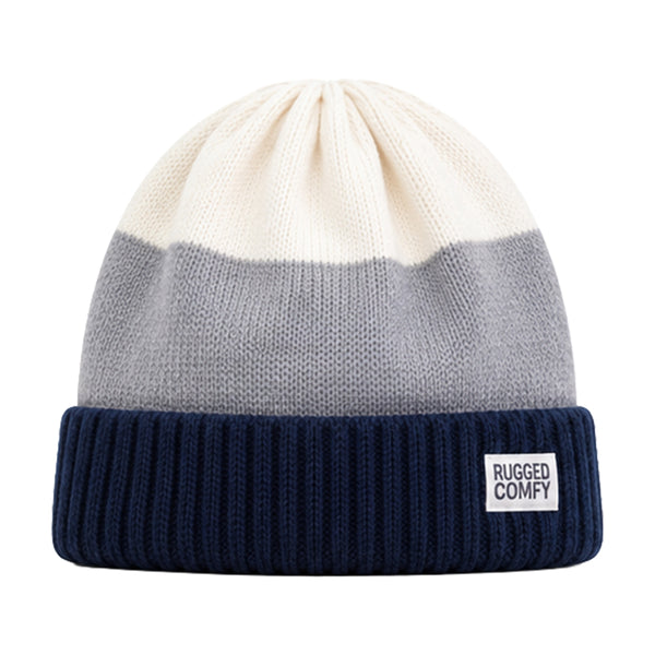 Baby Woolen Cap with Fur Lining, Colour Block Design Warm Knitted Winter Beanie for Boys & Girls (2-4 Years)