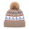 Baby Woolen Cap with Fur Lining, Christmas Tree Design Warm Knitted Pom Pom Winter Beanie for Boys & Girls (1-3 Years)