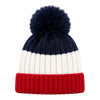 Baby Woolen Cap with Fur Lining, Colour Block Design Warm Ribbed Knit Faux Fur Pom Pom Winter Beanie for Boys & Girls (3-6 Years)