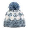 Kids Woolen Cap with Geometric Pattern and Soft Pom Pom, Warm Winter Beanie with Ribbed Folded Cuff for Boys & Girls (3-6 Years)