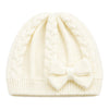 Baby Woolen Cap with Fur Lining, Cable Knit Bow Design Warm Knitted Winter Beanie for Girls & Boys (1-3 Years)