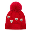 Kids Woolen Cap with Cute Teddy Bear Embroidery and Fluffy Pom Pom Warm, Cozy, Soft Knit Winter Hat for Babies and Toddlers (3-6 Years)