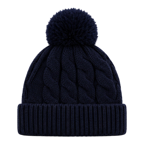 Baby Woolen Cap with Fur Lining, Cable Knit Design Warm Knitted Pom Pom Winter Beanie for Boys & Girls (1-3 Years)