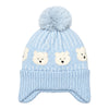 Kids Woolen Cap with Cute Bear Pattern, Warm Winter Beanie with Earflap Design, Soft Pom Pom and Ribbed Cuff for Boys & Girls (3-6 Years)
