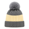 Baby Woolen Cap with Fur Lining, Colour Block Design Warm Ribbed Knit Faux Fur Pom Pom Winter Beanie for Boys & Girls (3-6 Years)