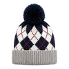 Kids Woolen Cap with Fur Lining, Argyle Design Warm Knitted Faux Fur Pom Pom Winter Beanie for Boys & Girls (3-6 Years)