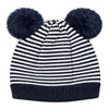 Kids Woolen Cap with Fur Lining, Striped Design Warm Knitted Double Pom Pom Winter Beanie for Boys & Girls (3-6 Years)
