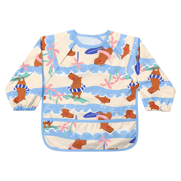 Waterproof Full Sleeve Baby Bib with Food Catcher Pocket – Apron Style