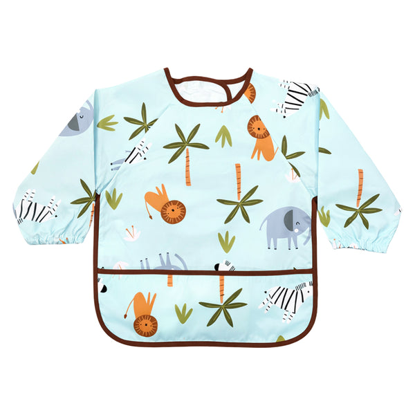 Waterproof Full Sleeve Baby Bib with Food Catcher Pocket – Apron Style