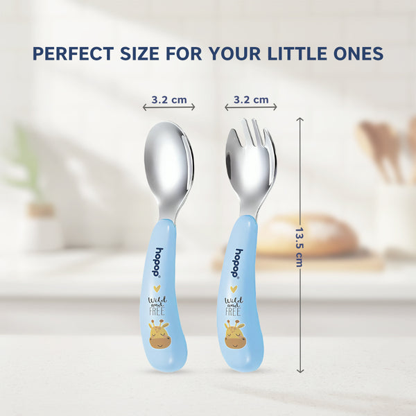Hopop Stainless Steel Spoon & Fork Set with Travel Case - Portable Cutlery