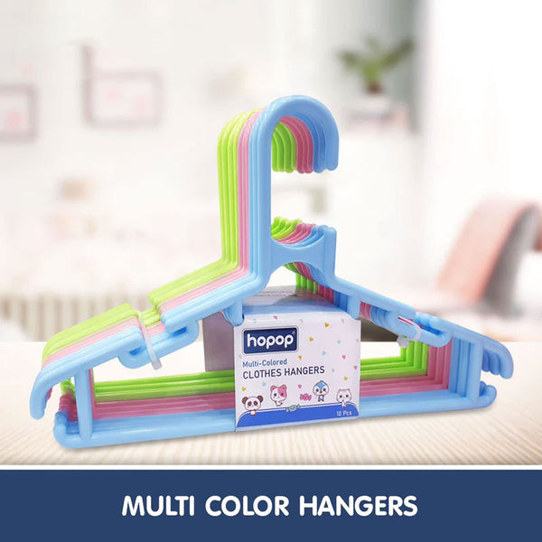 Hopop Multicolored Plastic Clothes Hangers for Baby & Kids – Pack of 10