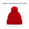 Baby Woolen Cap with Fur Lining, Cable Knit Design Warm Knitted Pom Pom Winter Beanie for Boys & Girls (1-3 Years)