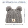 Kids Woolen Cap with Fur Lining, Bear Ears Design Warm Chunky Knit Double Pom Pom Winter Beanie for Boys & Girls (3-6 Years)