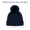 Kids Woolen Cap with Textured Pattern and Soft Pom Pom, Warm Winter Beanie with Folded Cuff for Boys & Girls (3-6 Years)