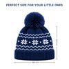 Baby Woolen Cap with Fur Lining, Snowflake Design Warm Knitted Pom Pom Winter Beanie for Boys & Girls (2-4 Years)