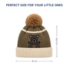 Baby Woolen Cap with Fur Lining, Black Teddy Bear Design Warm Ribbed Knit Faux Fur Pom Pom Winter Beanie for Boys & Girls (3-6 Years)