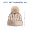 Baby Woolen Cap with Fur Lining, Cable Knit Design Warm Knitted Pom Pom Winter Beanie for Boys & Girls (0-1 Years)