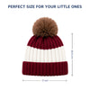 Baby Woolen Cap with Fur Lining, Colour Block Design Warm Ribbed Knit Faux Fur Pom Pom Winter Beanie for Boys & Girls (3-6 Years)