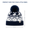 Baby Woolen Cap with Fur Lining, Reindeer Design Warm Knitted Pom Pom Winter Beanie for Boys & Girls (2-4 Years)
