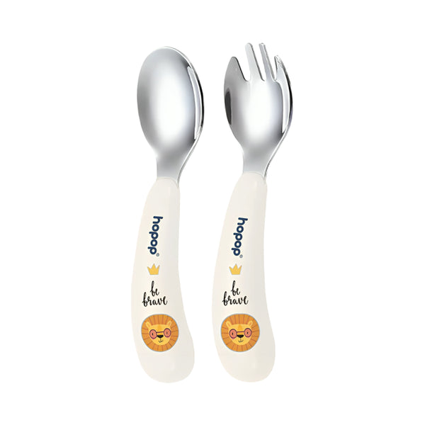 Hopop Stainless Steel Spoon & Fork Set with Travel Case - Portable Cutlery
