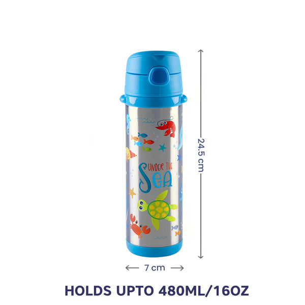 Insulated Stainless Steel Sipper Water Bottle for Kids - 480 ml - hopop.in