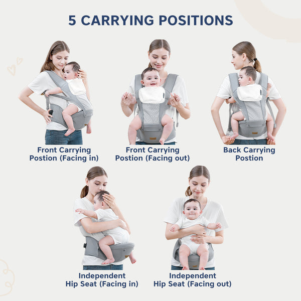 5 in 1 Elegant Hip Seat Baby Carrier for Comfortable Every Journey