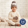 Kids Woolen Cap with Cute Bear Design, Warm Winter Beanie with Soft Pom Pom and Ribbed Folded Cuff for Boys & Girls (3-6 Years)