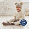 Kids Woolen Cap with Cute Bear Face, Warm Winter Beanie with Double Pom Poms and Ribbed Folded Cuff for Girls (2–4 Years)