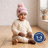 Baby Woolen Cap with Fur Lining, Textured Knit Design Warm Knitted Pom Pom Winter Beanie for Boys & Girls (1-3 Years)