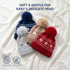Baby Woolen Cap with Fur Lining, Snowflake Design Warm Knitted Pom Pom Winter Beanie for Boys & Girls (2-4 Years)