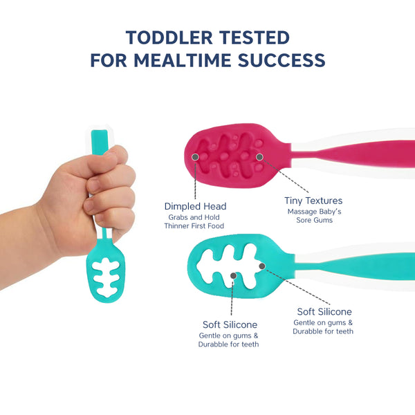Hopop First Stage Baby Feeding Spoon - Soft, Safe & Easy to Hold