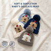 Kids Woolen Cap with Cute Bear Design, Warm Winter Beanie with Soft Pom Pom and Ribbed Folded Cuff for Boys & Girls (3-6 Years)